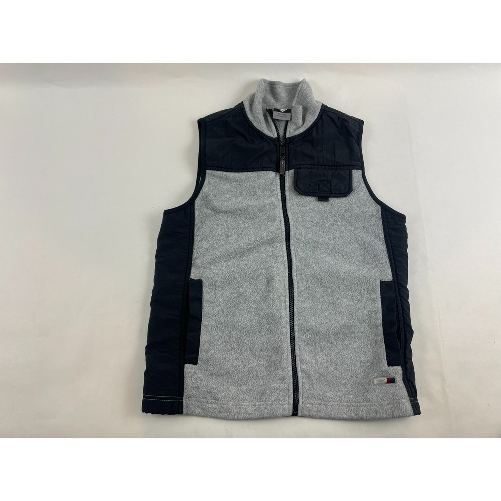 Cheetah Sweater Vest Boy's Size Medium 10/12 Black Gray Full Zip Fleece Pockets